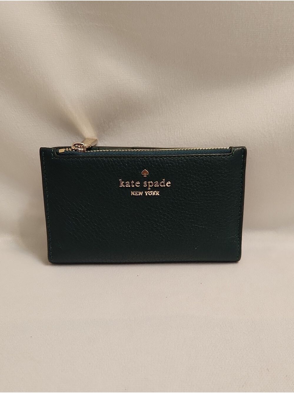 Kate Spade New York Dark Green Leather Zip Wallet